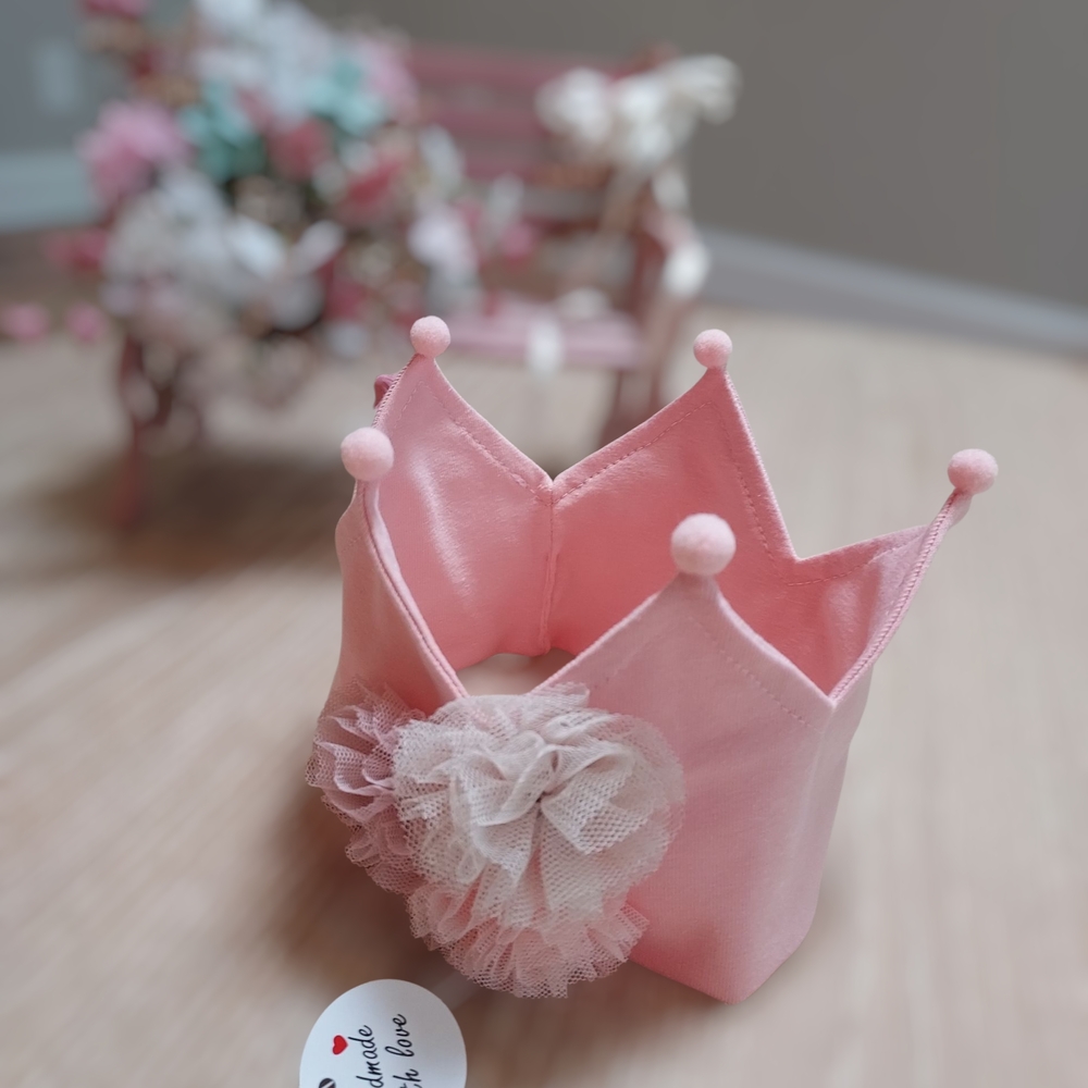 Handmade Charming Pink Crown Hair Accessory for Kids